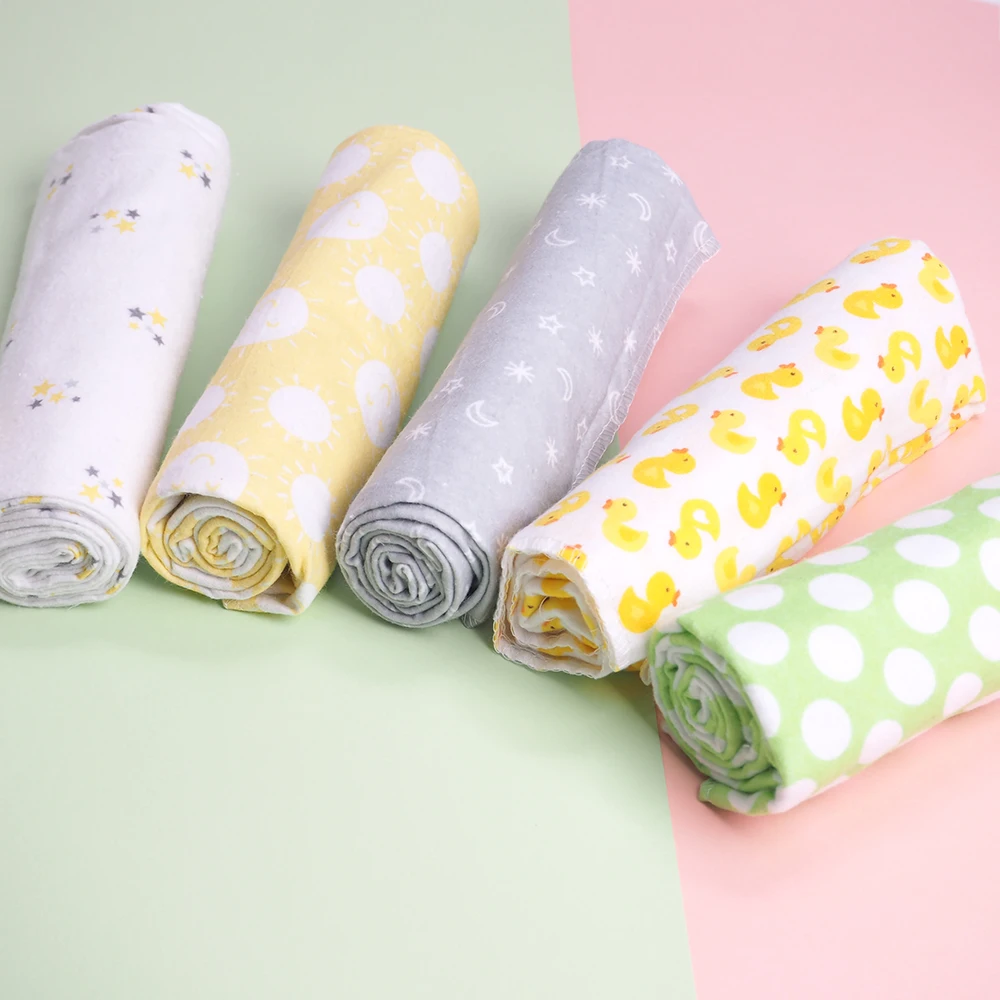 4 Pcs/Lot 100% Cotton Flannel Receiving Baby Blanket Soft Baby Muslin Diapers Newborn Swaddle Blanket Muslin Swaddle 76*76 CM