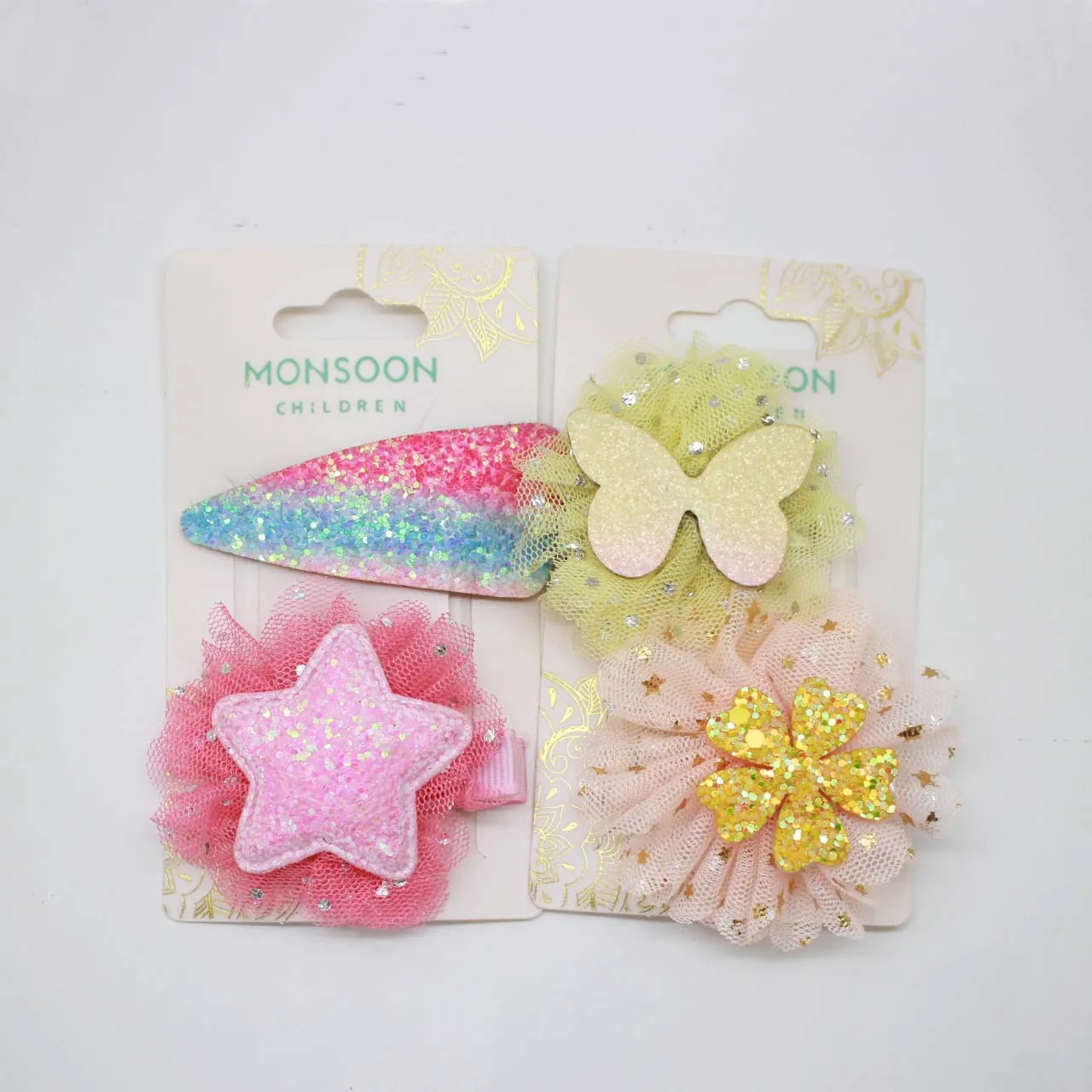 Модные 2 шт./партия блестящие звезды/заколки в виде бабочек блестки муслиновые