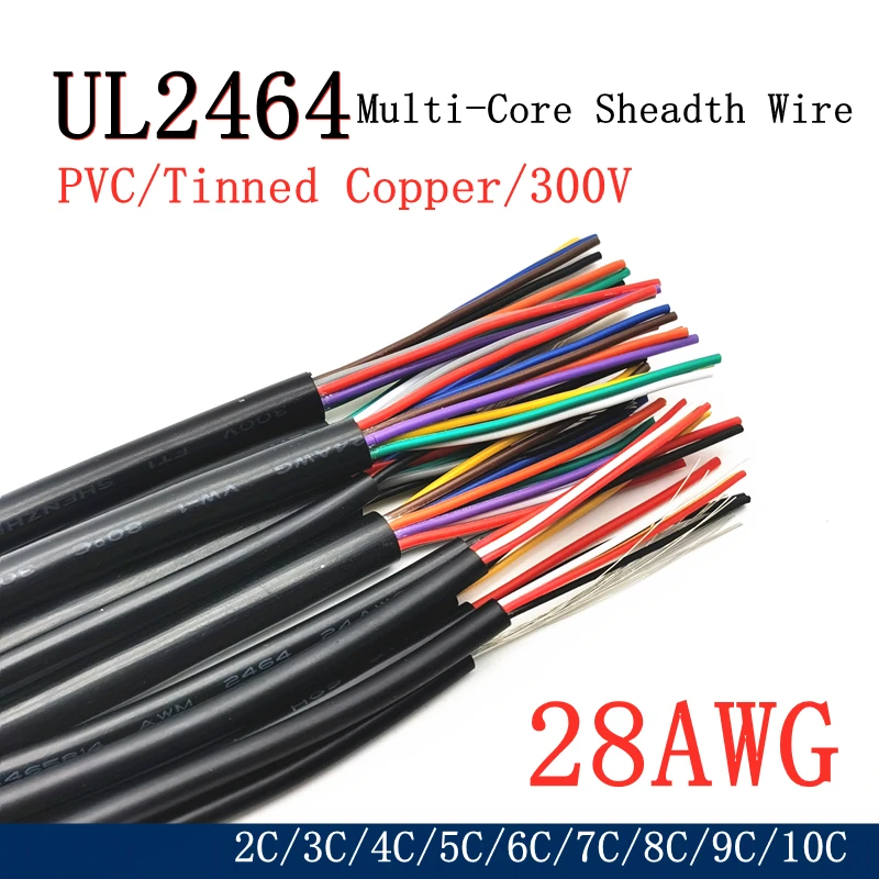 Кабель с покрытием 1 м провод 28awg канал аудио линии 2 3 4 5 6 7 8 9 10 ядер изолированный