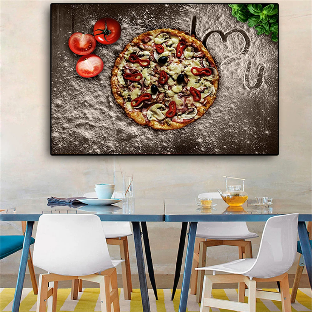 

Kitchen Creative Love Pizza Vegetables Cooking Canvas Painting Posters and Printings Realist Pictures for Living Room Home Decor