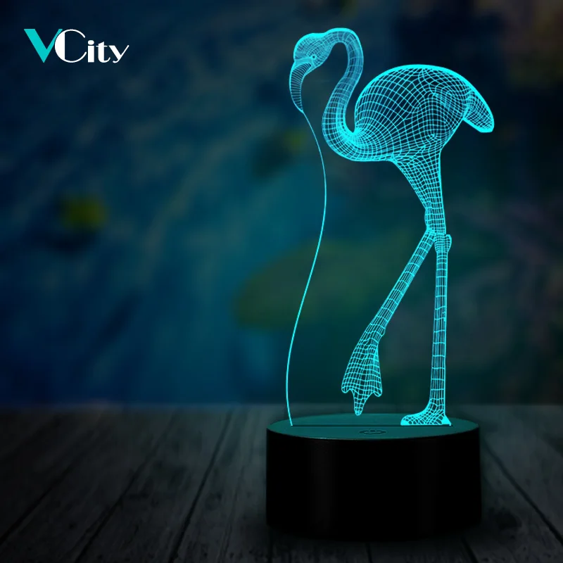 VCity Фламинго 3D оптический многоцветная Лампа светодиодный лампы ночной