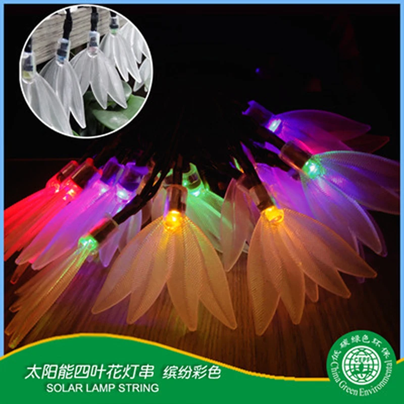 Новинка 20LED четырехлистный цветок Солнечная гирлянда на открытом воздухе