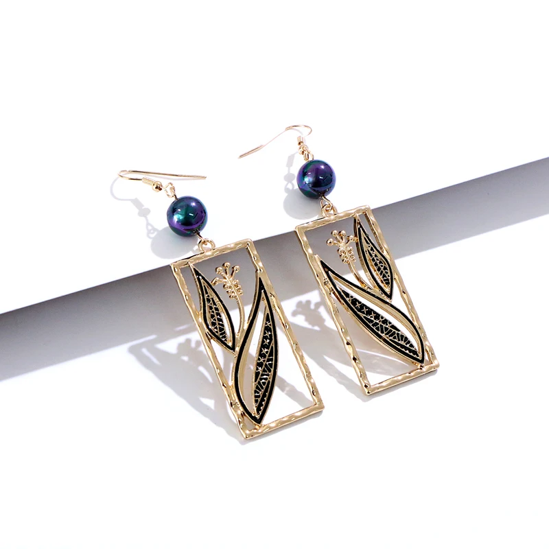 

KOMI Hawaii Samoa Marshall Polynesian Style Zirconia CZ Pearls Dangle Earrings for Women Ear Stud Piercing Earrings Brinco K6540