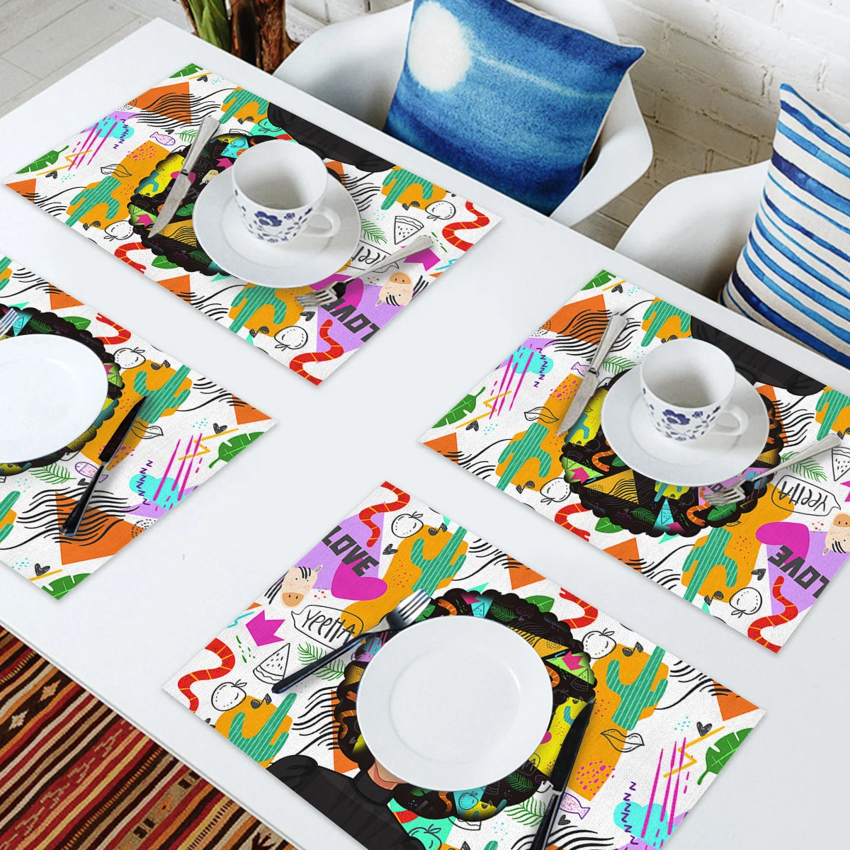 4 6 штук в партии комплект Коврики на стол для сна ряда головка каракули