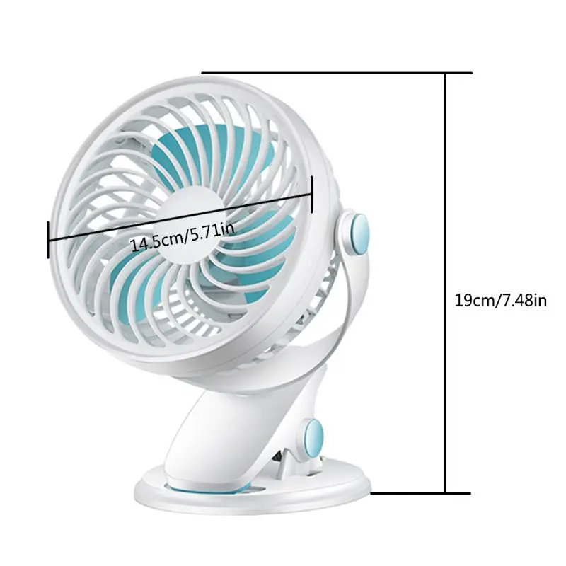 

Portable USB Rechargeable Fan 360 Degree Rotation Mini Desk Clip Fan for Baby Stroller Travel Home Use