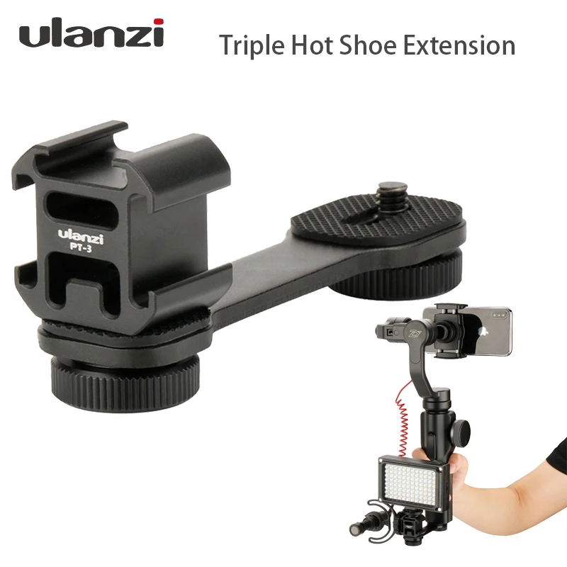 

Ulanzi PT-3 Triple Hot Shoe Mount Adapter Microphone Extension Bar for Zhiyun Smooth 4 Stabilizer DJI Osmo Gimbal Accessories