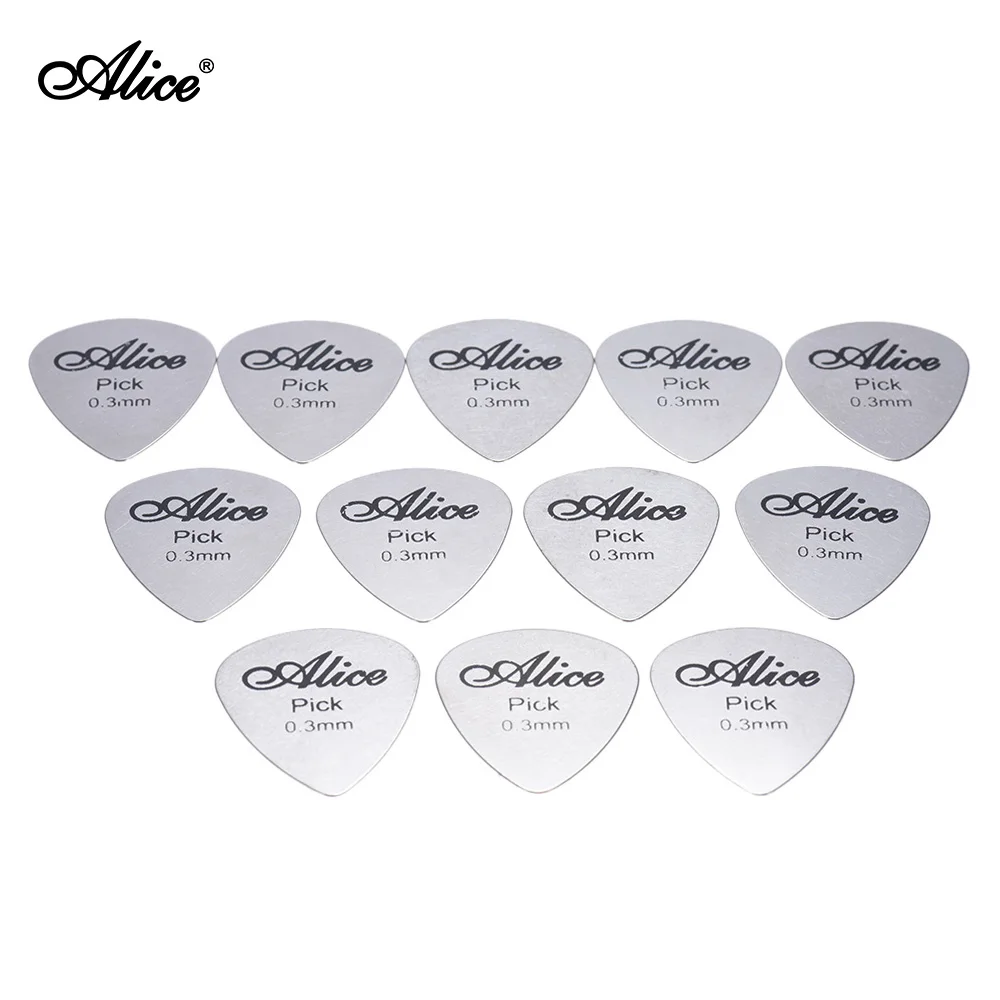 

Alice AP-12S 12pcs/pack 0.3mm Stainless Steel Metal Guitar Picks Plectrum