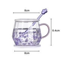 cherry blossom cup heat resistant glass lady fresh lovely water cup coffee cup girl office ins scented tea cup cute water bottle