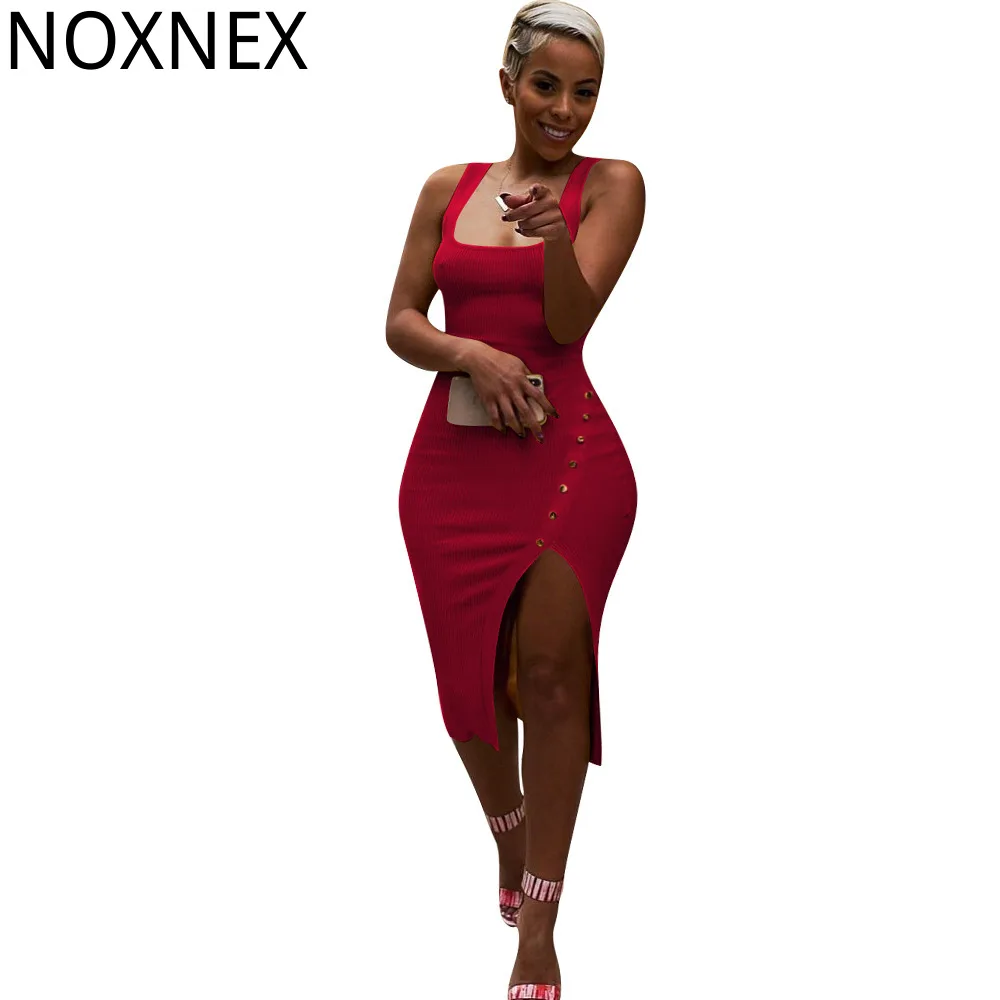 

NOXNEX женское летнее трикотажное облегающее платье-футляр средней длины без рукавов с боковым верхом винтажные Сексуальные вечерние платья ...