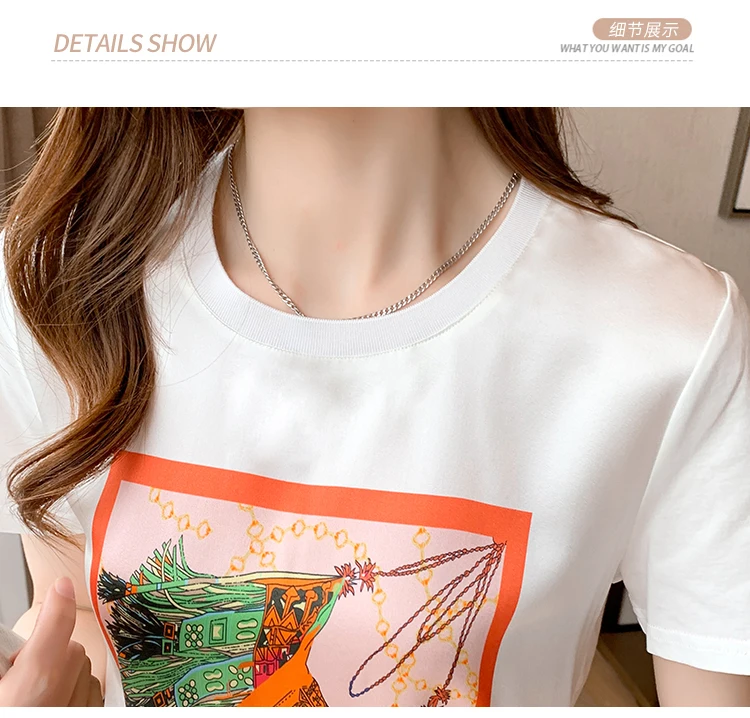 

Women's T-shirt Print T-shirts O-neck Tees Fashion Top Short Sleeve Tshirt Plus Size Casual Tops Loose Cotton Lady T Shirt 20079