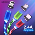 Светящийся кабель для зарядки с Магнитным потоком, кабель для зарядки для iPhone 12, Xiaomi, Huawei, магнитное зарядное устройство