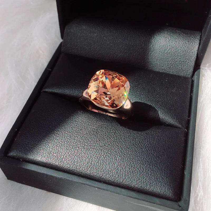 Crystal Wedding Ring for Women - MOONROCY Square Red Blue Green Silver and Rose Gold Color Rings image 6