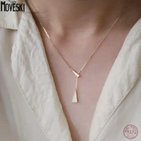 moveski real 925 sterling silver geometric y shaped pendant necklace for fashion women punk plating 14k gold fine jewelry