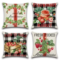3d fruit strawberry cushion cover geometric black white grid sofa pillow cases bedroom home decor car office throw pillow cover