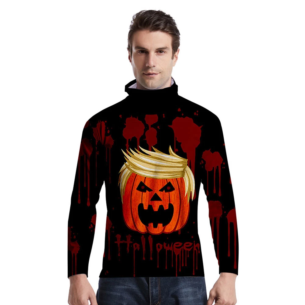 3D с длинными рукавами и рисунком на осень круглым вырезом шарфом рубашка