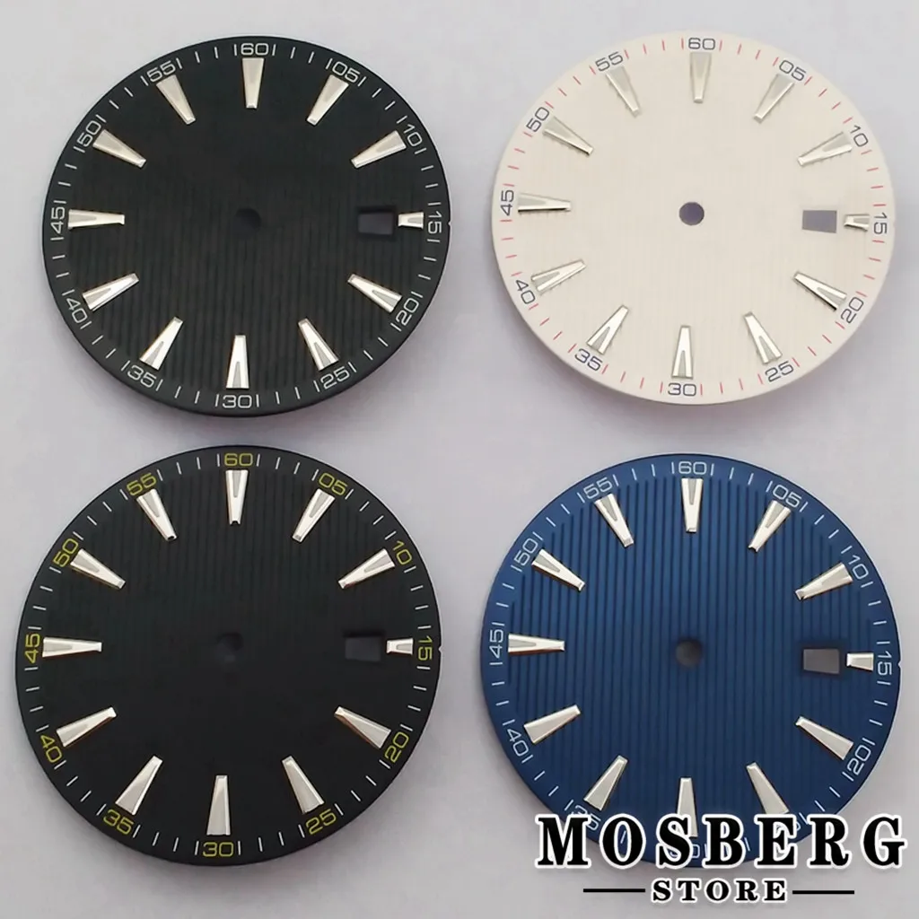 

33.5mm Sterile Luminous Black Watch Dial With Date Window For NH35 ETA2824 2836 Miyota8215 8205 821A Automatic Movement