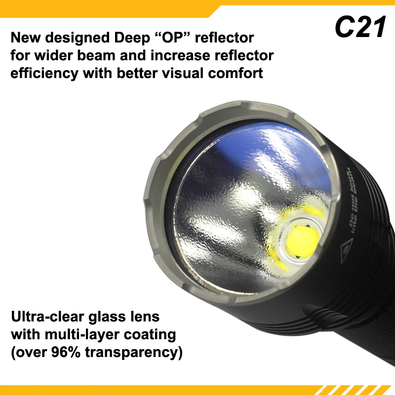 Светодиодный фонарик KDLITKER C21 Cree XHP70.2 3600 люмен 5 режимов черный (1x21700)|Фонарики и