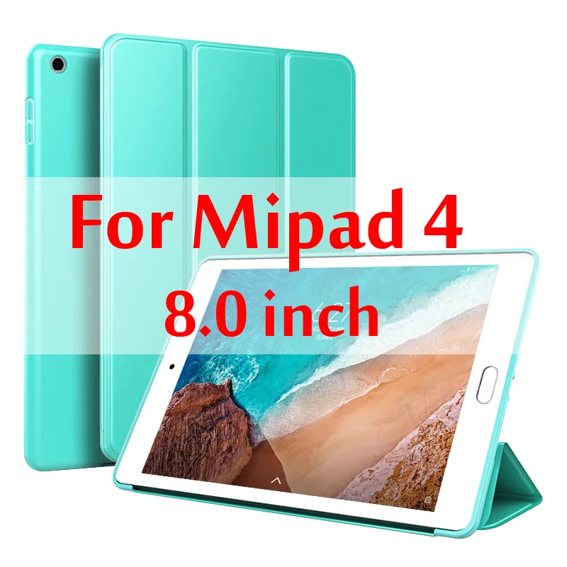 Green Чехол для Xiaomi mi Pad 4, 8,0 дюймов, силиконовый смарт-чехол, магнитный, Авто Режим сна, из искусственной кожи чехол для Xiaomi mi pad4/mi pad 4 - Цвет: Green