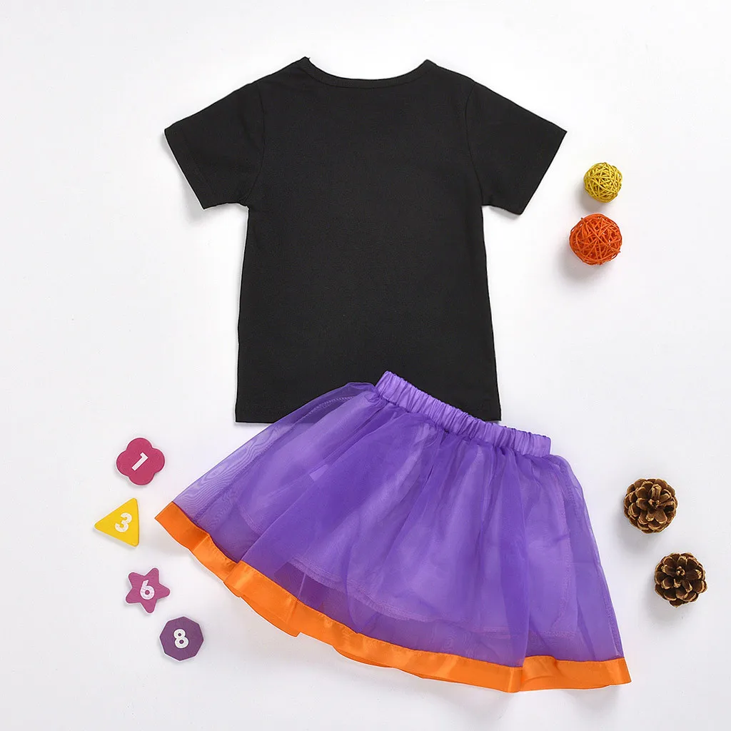 Для новорожденных детские юбки и топы с коротким рукавом принтом на Хэллоуин