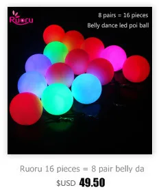 Ruoru 16 шт. = 8 пар мяч для танца живота RGB светящийся светодиодный POI брошенные шары для танца живота ручной реквизит аксессуары для сцены