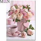 5D Diy Алмазная мозаика розовая Роза Ваза Цветок натюрморт чай полный квадратный рисунок Diy ручная вышивка с бусинами Стразы