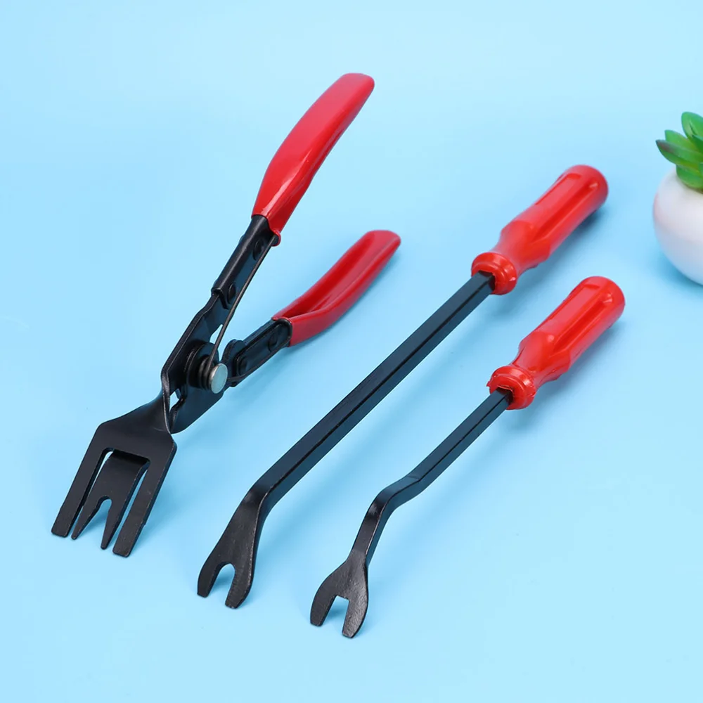 

3Pcs Steel Car Door Panel Clips Pliers Repair Tool Kit Disassembly Tool Set (light Pliers + 6 Inches Screw Opener + 8 Inches Scr