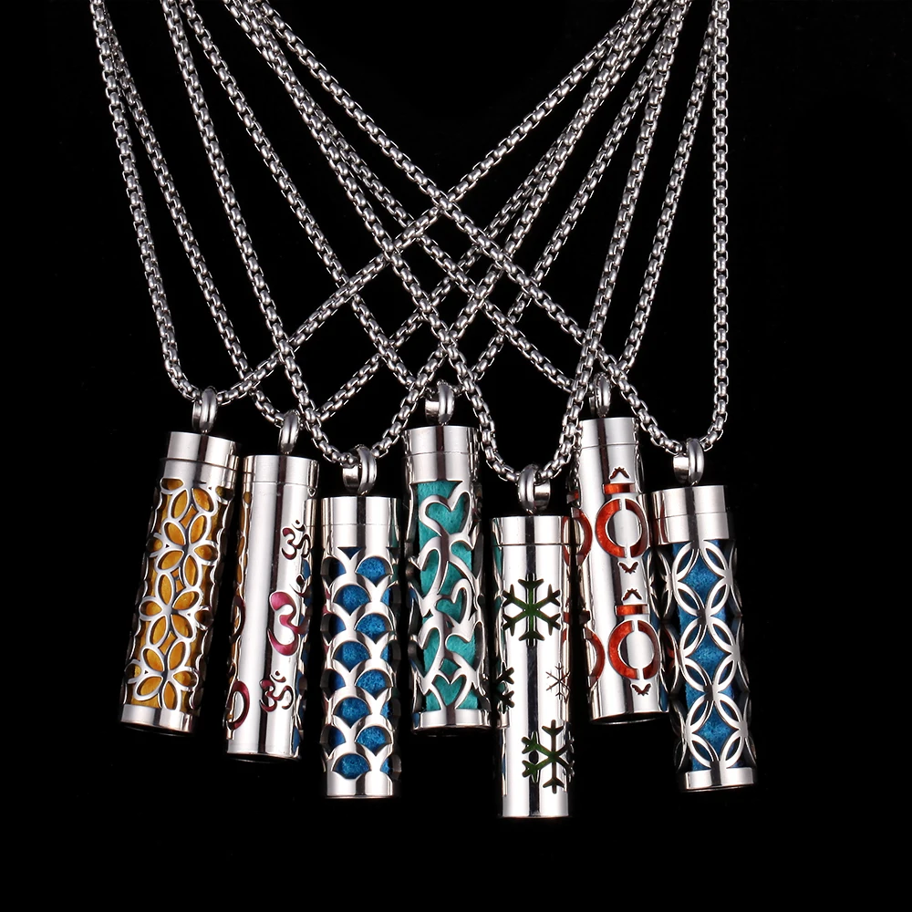 

New Aromatherapy Diffuser Necklace 316L Stainless Steel Locket Perfume Essential Oil Diffuser Pendant Necklace Aroma Jewelry
