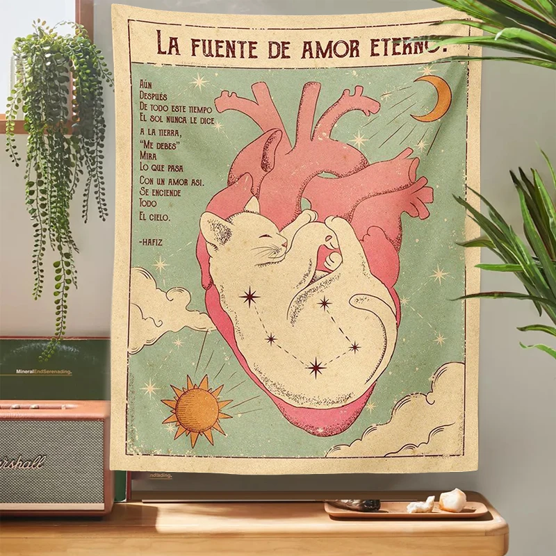 Таро кошка гобелен ведро солнце луна вечное сердце Настенная подвеска рандомный