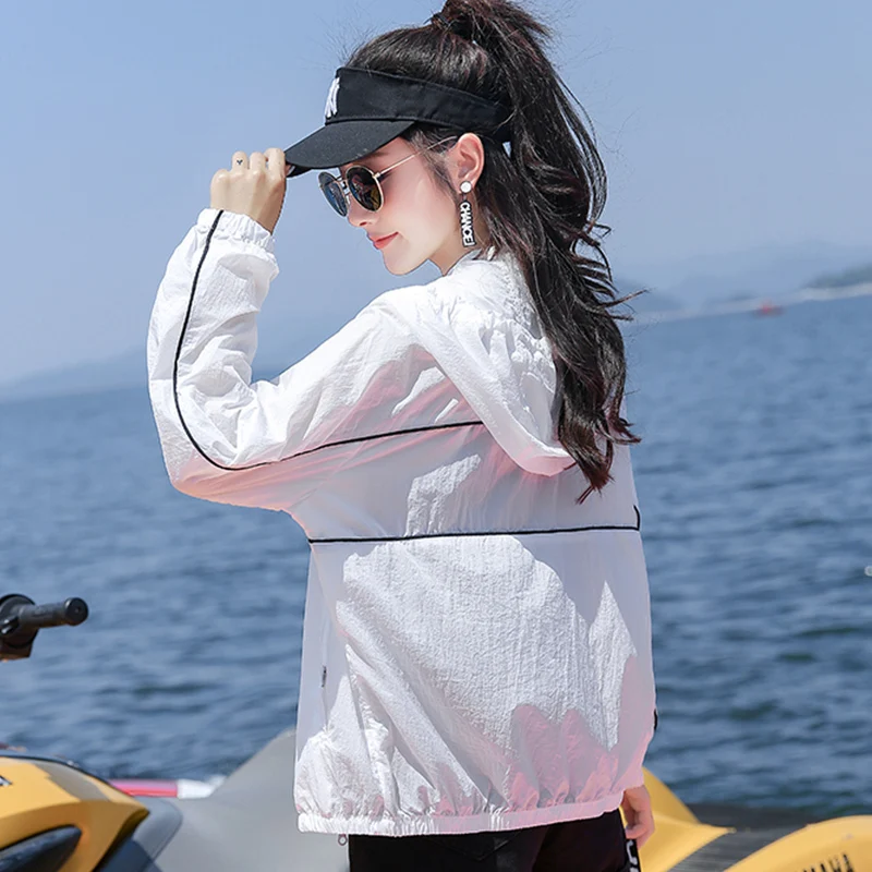 

ZURICHOUSE 2021 Summer Thin Coat Female Short Hooded Long Sleeve Lightweight Breathable Sun Protection Outdoors Jacket Women