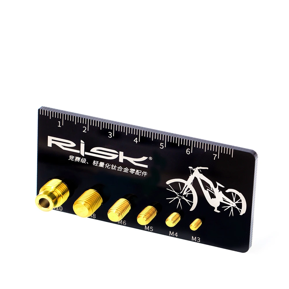 RISK mini Bike Screw Measuring Ruler Portable Bicycle Tools Titanium Measure tool Metric MTB Road Length Meter | Спорт и развлечения