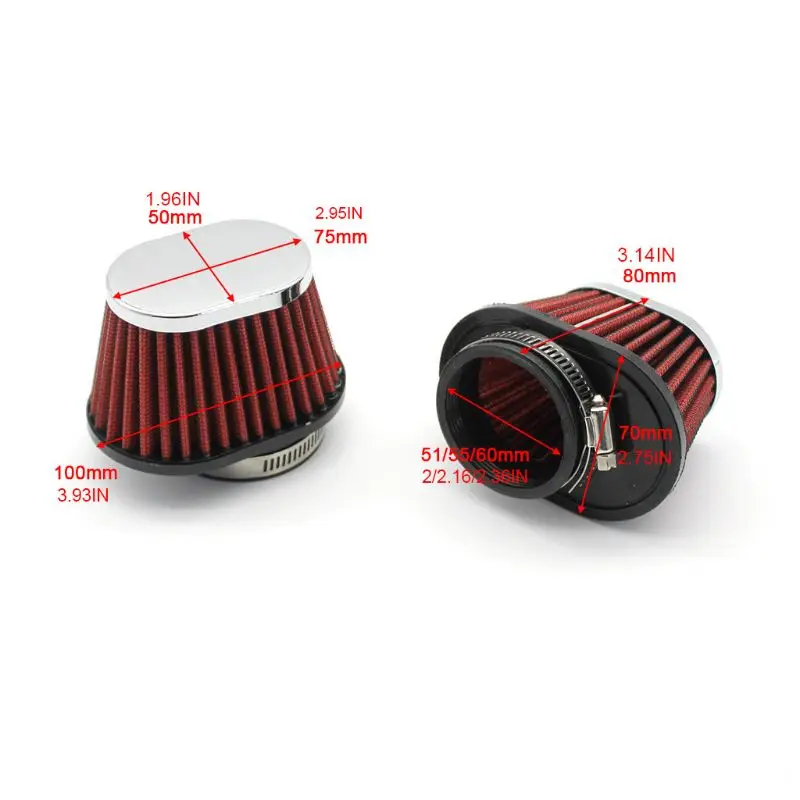 

51/55/60mm Universal Motorcycle Air Filter Motor Car Motorbike Air Intake Modified Accessories Minibike Auto Mushroom Head Filte