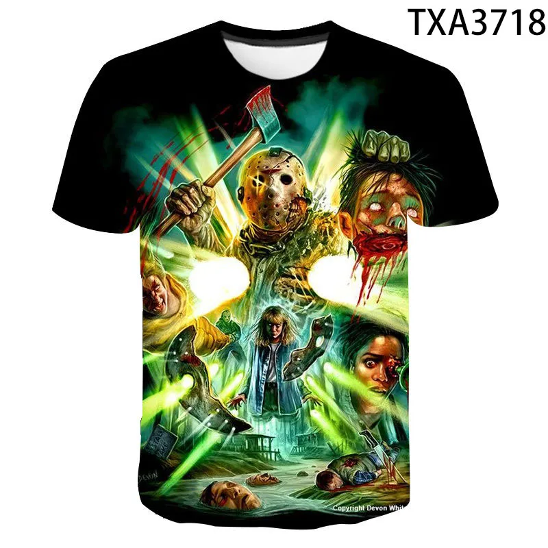 

Men's T-shirt 3D printing horror movie Jason Worthy short-sleeved casual streetwear children's cool top