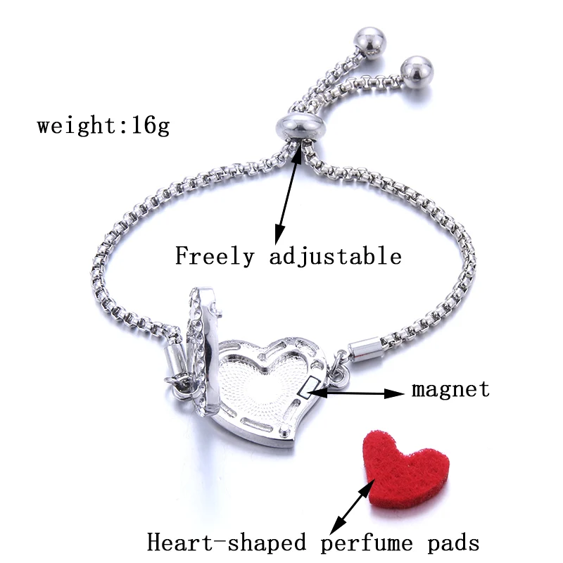 10 pcs Crystal Perfume Bracelet Essential Oil Diffuser Aromatherapy Locket Heart 316L Stainless Steel | Украшения и аксессуары