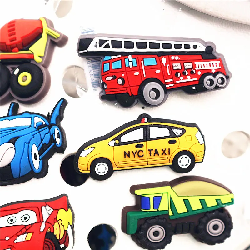 High Imitation Cars Model Shoe Charms Accessories Original Batmobile/Racing/Train Shoe Decoration for jibz Kids Party X-mas Gift