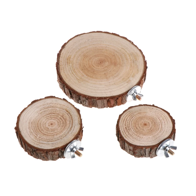 

T84E Pet Parrot Bird Cage Perch Platform Round Wooden Stand Board For Chinchilla Squirrel Birds