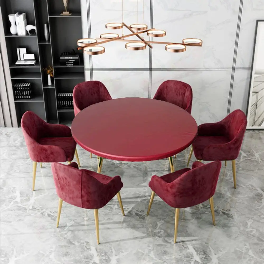 Покрытие на стол водонепроницаемая скатерть с круглым упругий из полиэстера