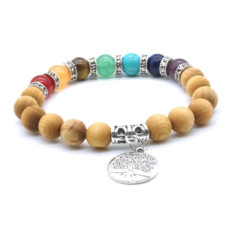 Дерево жизни 7 Чакр камень ароматерапия деревянные бусины эфирное масло диффузор