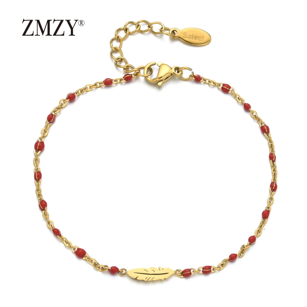 ZMZY минимализм Bijoux Тонкий готический винтажный браслет с перьями для женщин очаровательный из нержавеющей стали цепочка ювелирные изделия подарок для девочек mujer pulseras