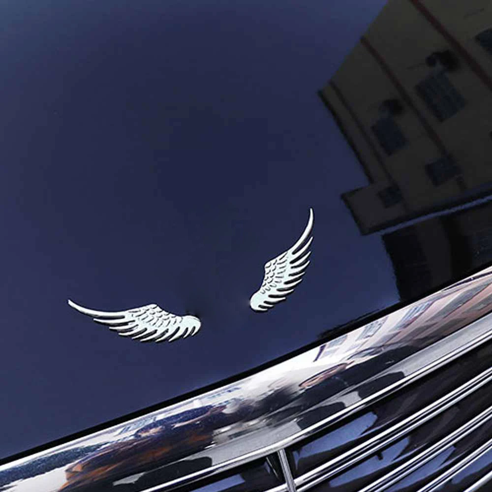 

3D Golden/Silver Wing Shape 2pcs Car Sticker Set Auto Motorcycle Decals Metal Vehicle Stickers for Truck Car Exterior Accessory