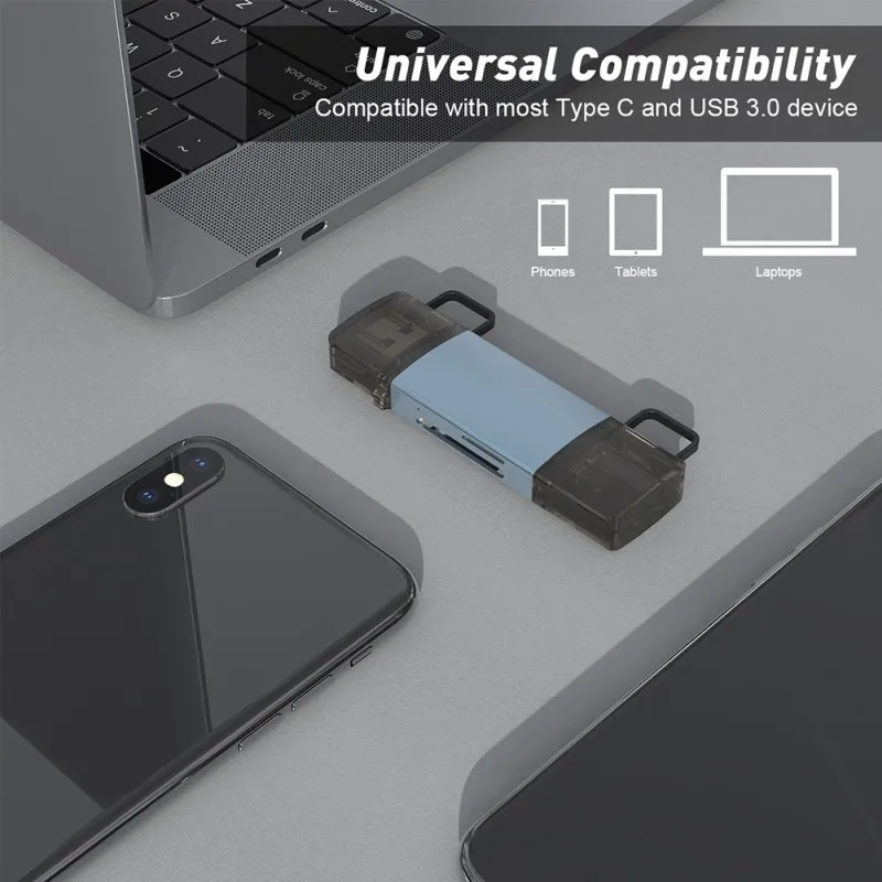 

Card Readers Type-C To SD/TF Card Dual-head Card Reader USB3.0