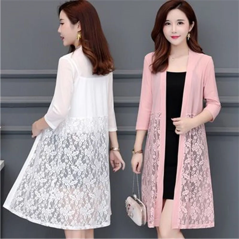 

Женский кружевной кардиган с длинным рукавом SHZQ, 5XL