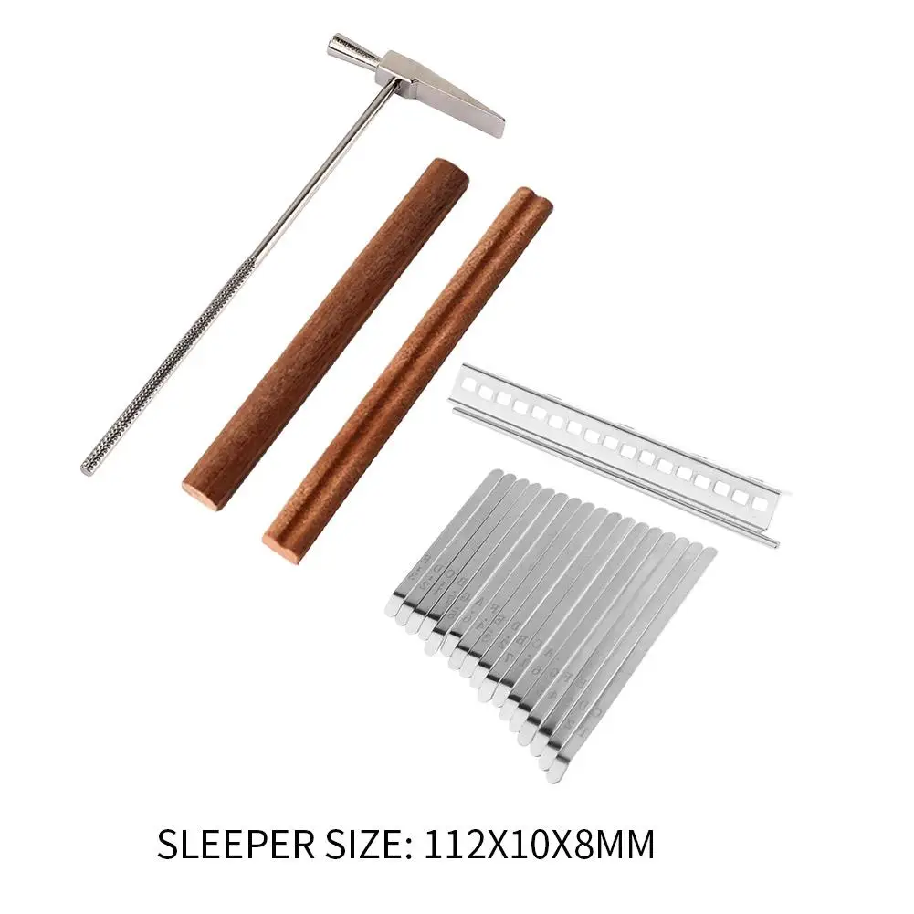 

Durable Set X Kalimba Keys Multi-function 17 Key Kalimba Steel Key+Wood Bridge+Steel Tuning Hammer Musical Instrument Part