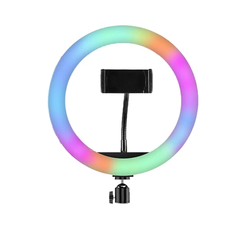 Hot 33cm rgb кольцевой светильник с зажимом для телефона регулируемой яркостью селфи
