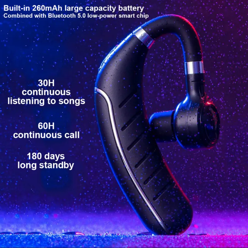 Беспроводная Bluetooth гарнитура 5 0 Caller ID Имя большой батарея долгого ожидания висит