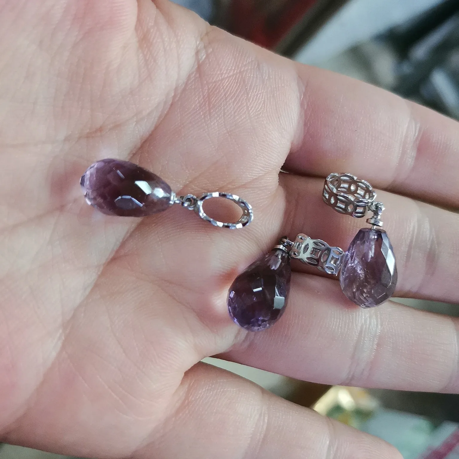 

Amethyst pendant drop-shaped natural jewelries women silver memento mori naszyjnik schmuck crystals colgantes joyeria fina luxe