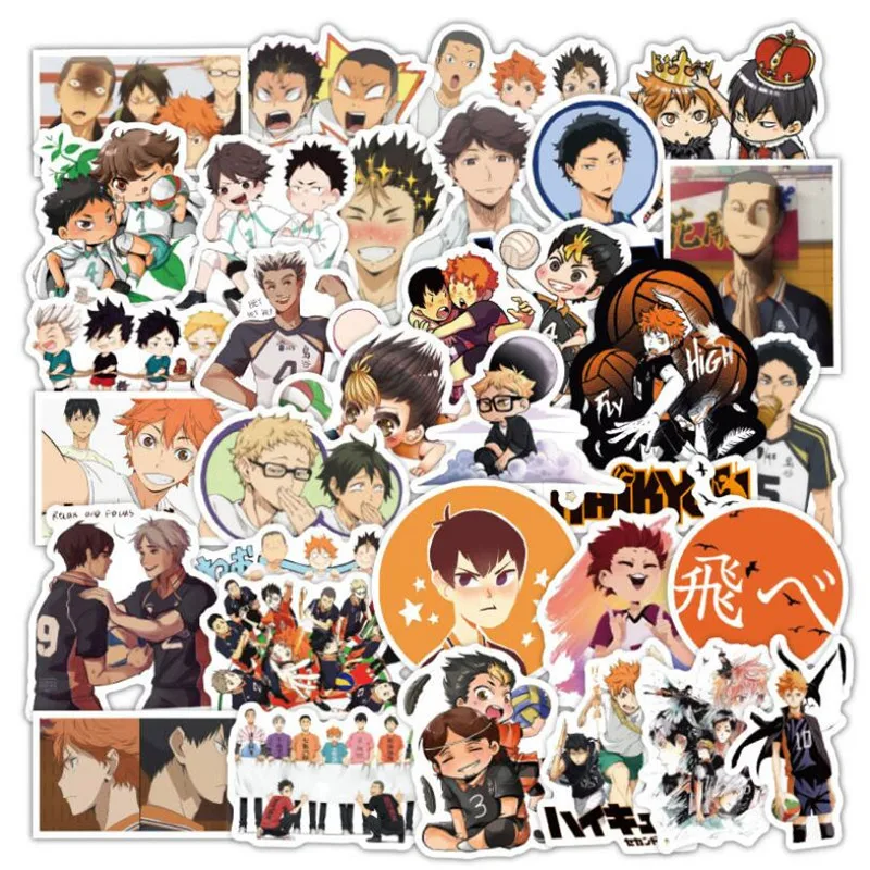 

10/30/50 PCS Volleyball Boy Anime Cartoon Character Graffiti Suitcase Skateboard Waterproof Sticker Decorative Toy Wholesale