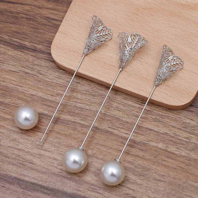 Заколка шаль 24*28 мм с имитацией жемчуга|hat pins|hat pin findingspins findings |