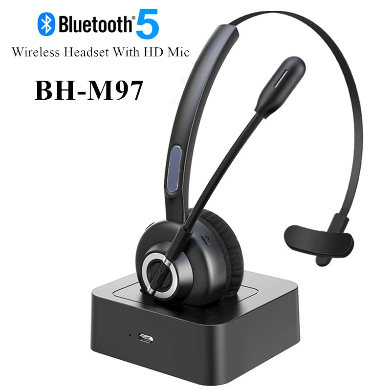 Call Center Headset Bluetooth Phone Wireless Trucker School Office Headphones With Mic Charger Base For | Электроника