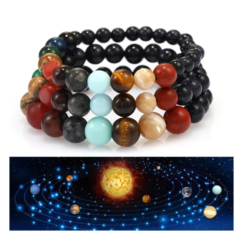 Pulsera de Sistema Solar hechos a mano nuevos pulseras cuentas piedra natural del Universe galaxia los взрослые | Украшения и