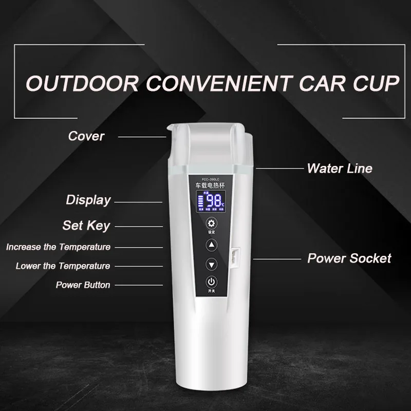 Intelligent Car Home Electric Kettle Thermos Bottle Tea Milk Temperature Adjustable 12V 24V 220V Travelling Water Heating Cup | Бытовая